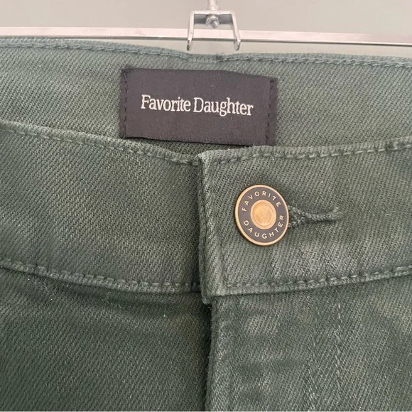 Favorite Daughter "The Mischa" Belize Green Shiny Coated Sheen Wide Leg Pant - Picture 12 of 17